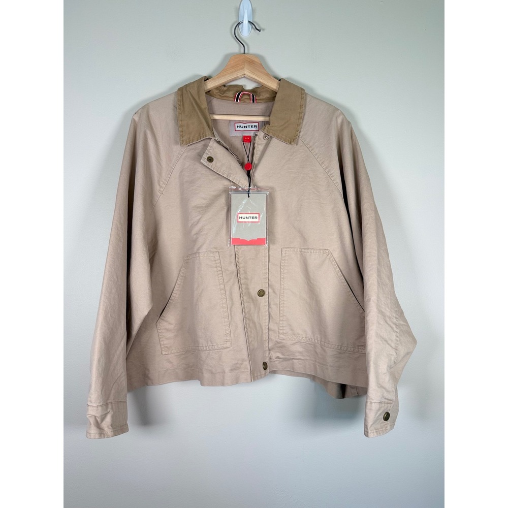 Hunter Timeless Taupe Canvas Field Jacket Corduroy Collar HTRWS2601 Mens Large